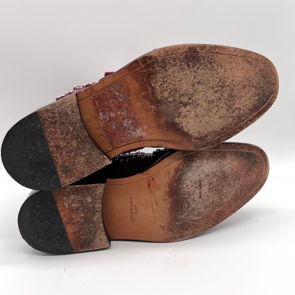 GIVENCHY Prue Ankle Boots Womens 35.5 Red Black Python Studded Buckle Bootie - Picture 7 of 12